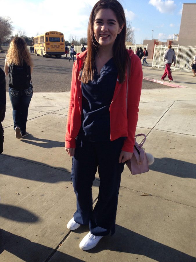Ashley Garcia wears her scrubs for ROP.  She wants to attend the University of San Francisco to be a nurse practitioner.