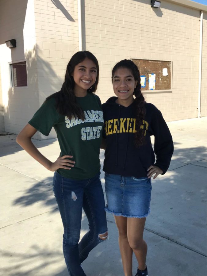 Juniors Delilah Barrera and Yamilet Novoa wear their College gear.