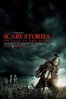 This movie poster shows a scary looking figure from the film, Harold the scarecrow.