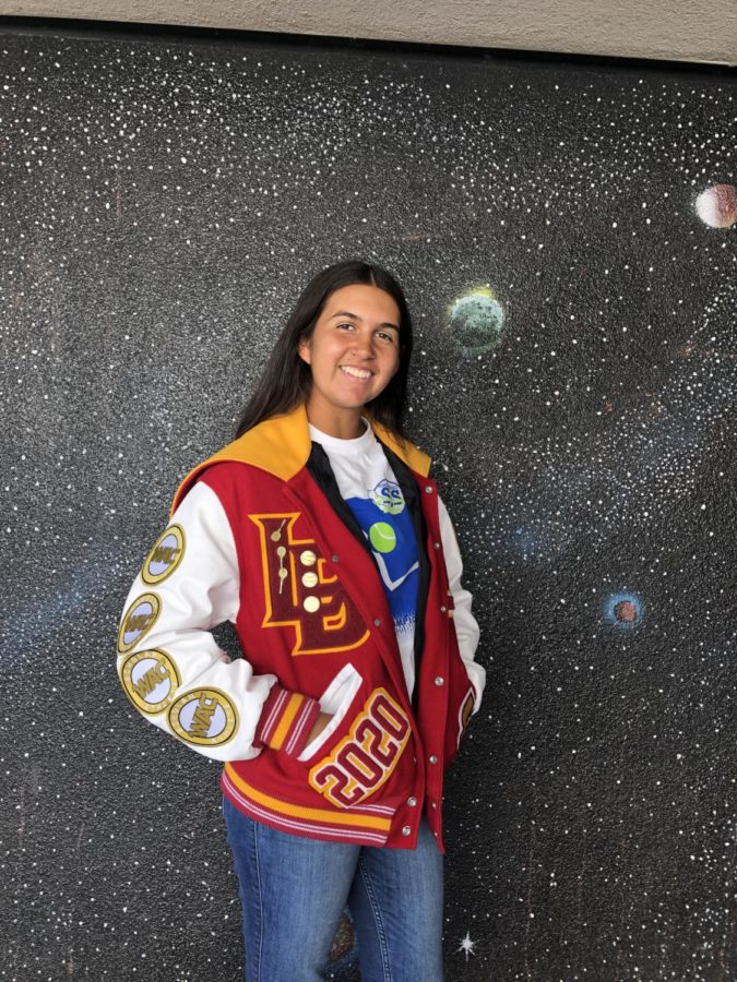 Trinity Meza sports her Lettermans jacket.