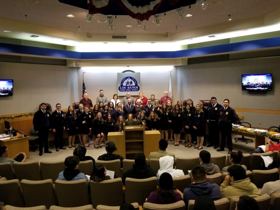 FFA students attended the award ceremony at the city council meeting to honor Mrs. Falaschi.