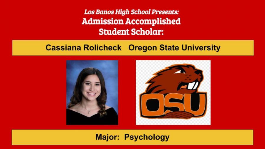 Admission Accomplished:  2020 Graduate Cassiana Rolicheck