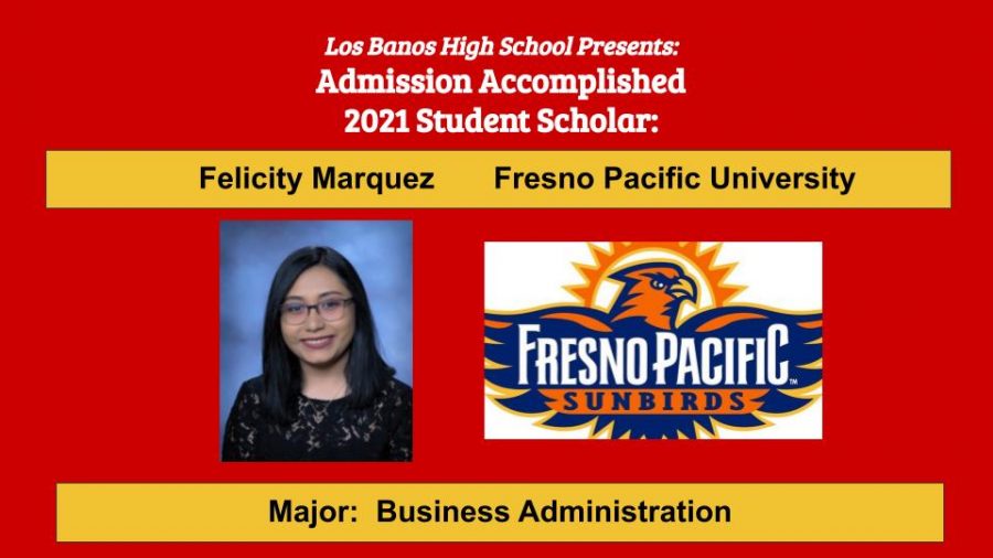 Admission Accomplished:  Felicity Marquez