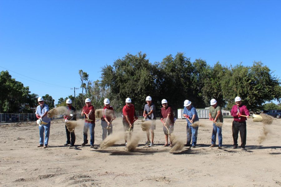 Members of the Los Banos school district and community participated in the ground breaking for the Loftin Stadium renovations.
