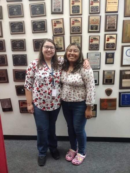 Mrs. Cavasos and Elizabeth Guardado help students prepare for band competitions throughout the year.