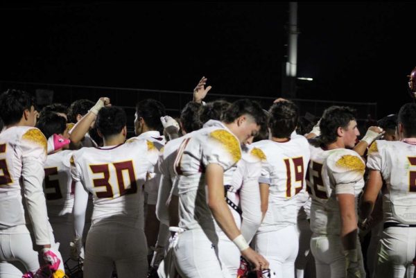Los Banos Tigers celebrate after their win. 