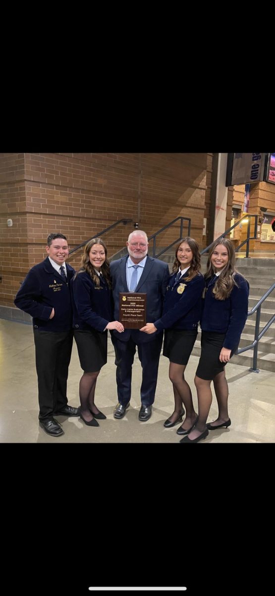 FFA Dairy Cattle Evaluation Team members earn their spot in the world contest in Scotland:  Matthew Pacheco, Brooklyn Silva, Karley Rocha, and Zoey Wooten.