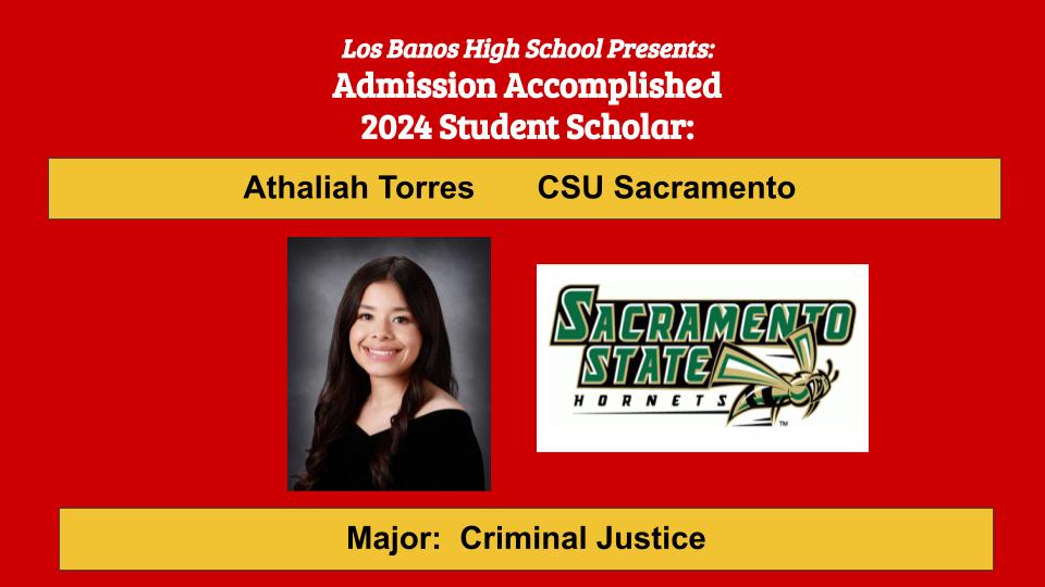 Admission Accomplished:  Athaliah Torres