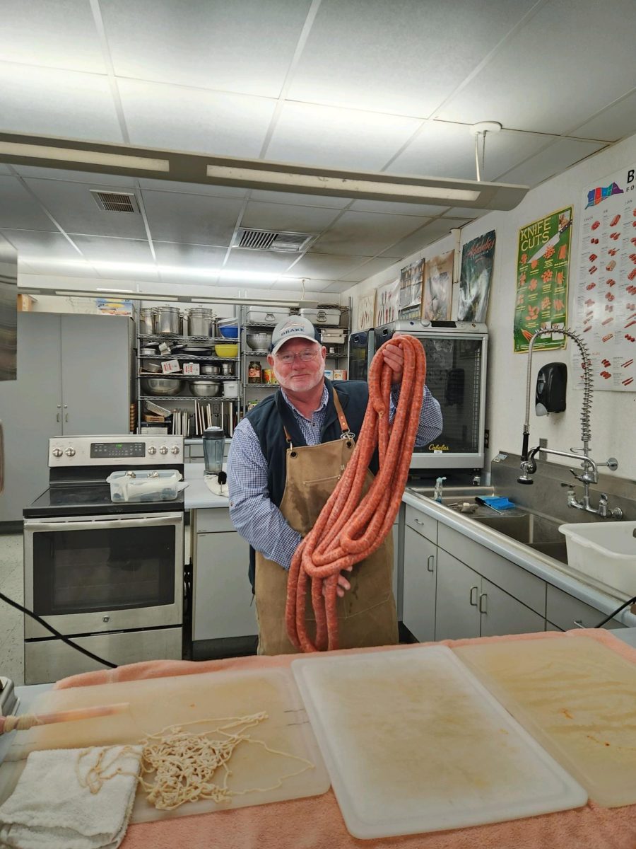 Mr. Stuart McCulloughs Ag Foods classes make a variety of sausages to sell.