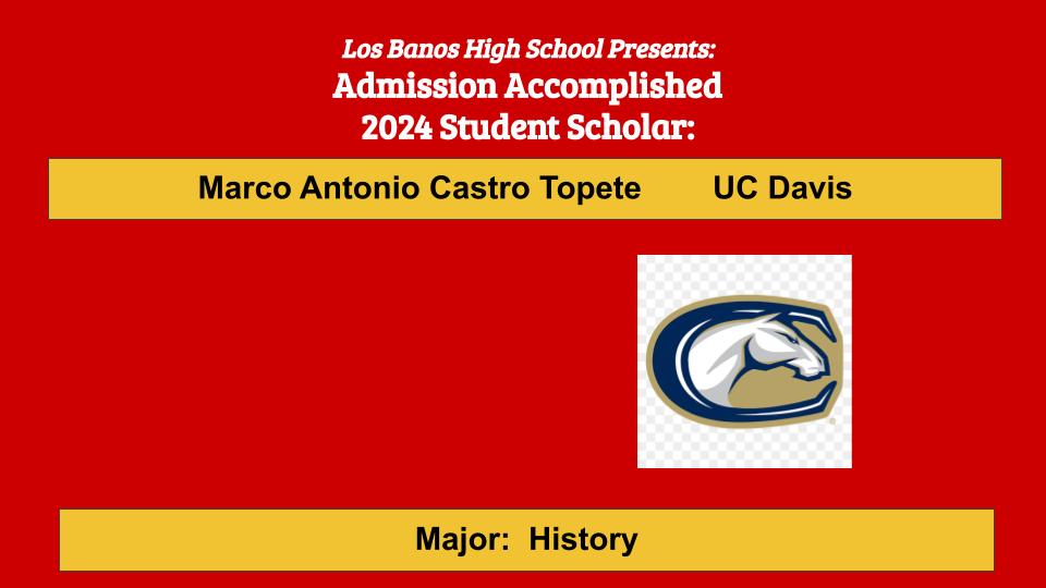 Admission Accomplished:  Marco Antonio Castro Topete