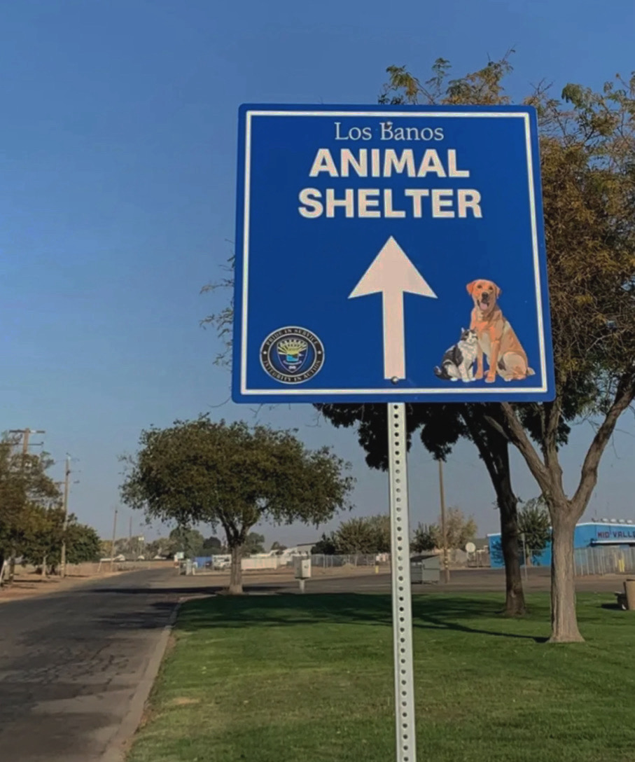 Sign of Los Banos animal shelter