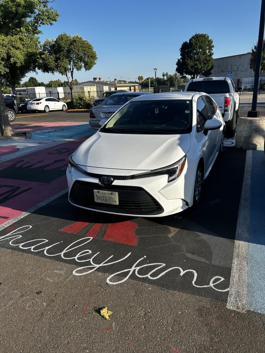 Hailey Tangco's parking space where she parks her car in the student parking lot.