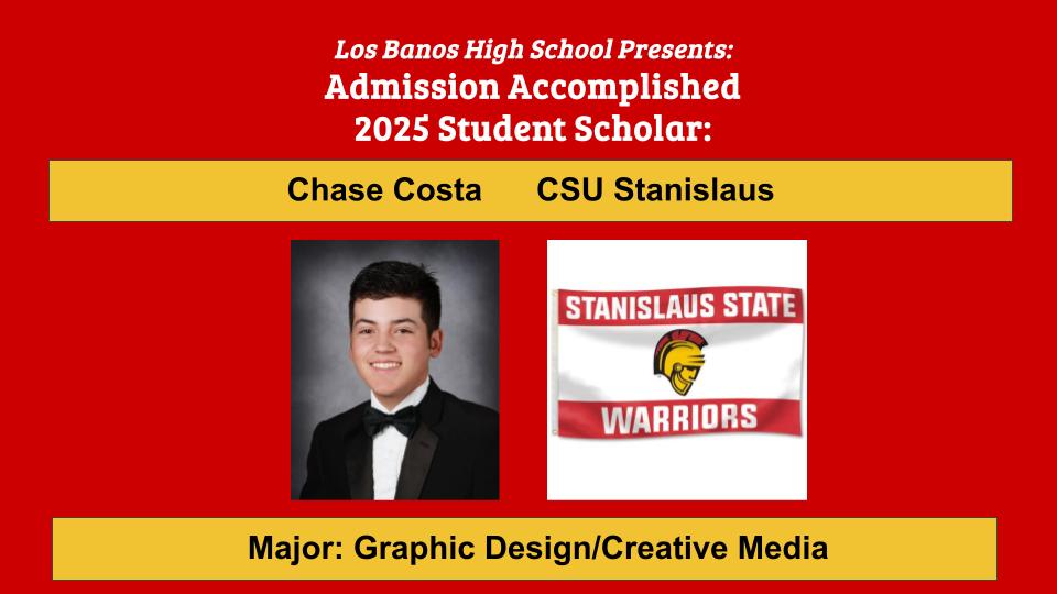 Admission Accomplished:  Chase Costa