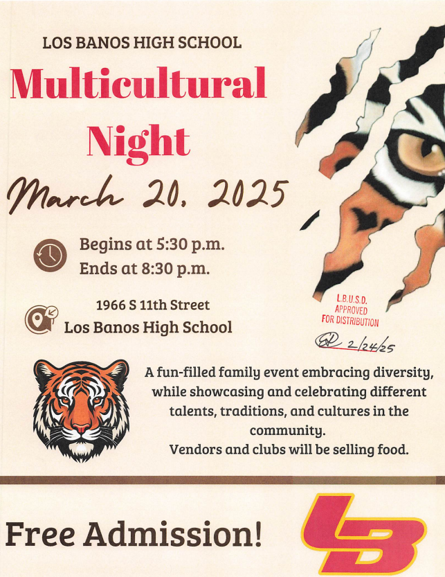 Posters have been placed around campus to inform students and staff of Multicultural night, as well as it has been sent through email for parents to see.