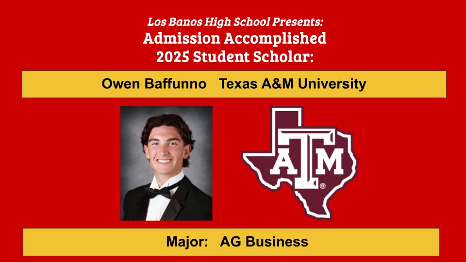 Admission Accomplished:  Owen Baffunno