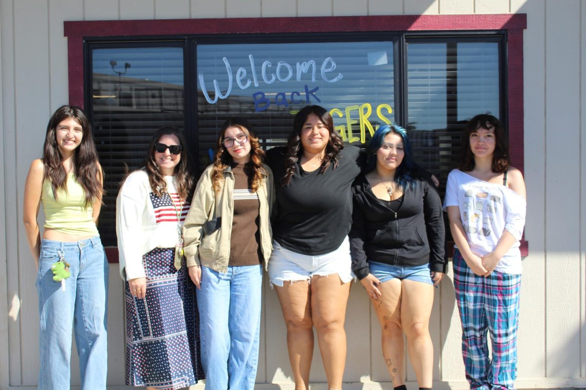 Mrs. Sagouspe and art club officers, Lupita Rauno, Melanie Rodriguez, Jazmin Ponce,Christina Grier, Mariah Vaca are excited about the club year.