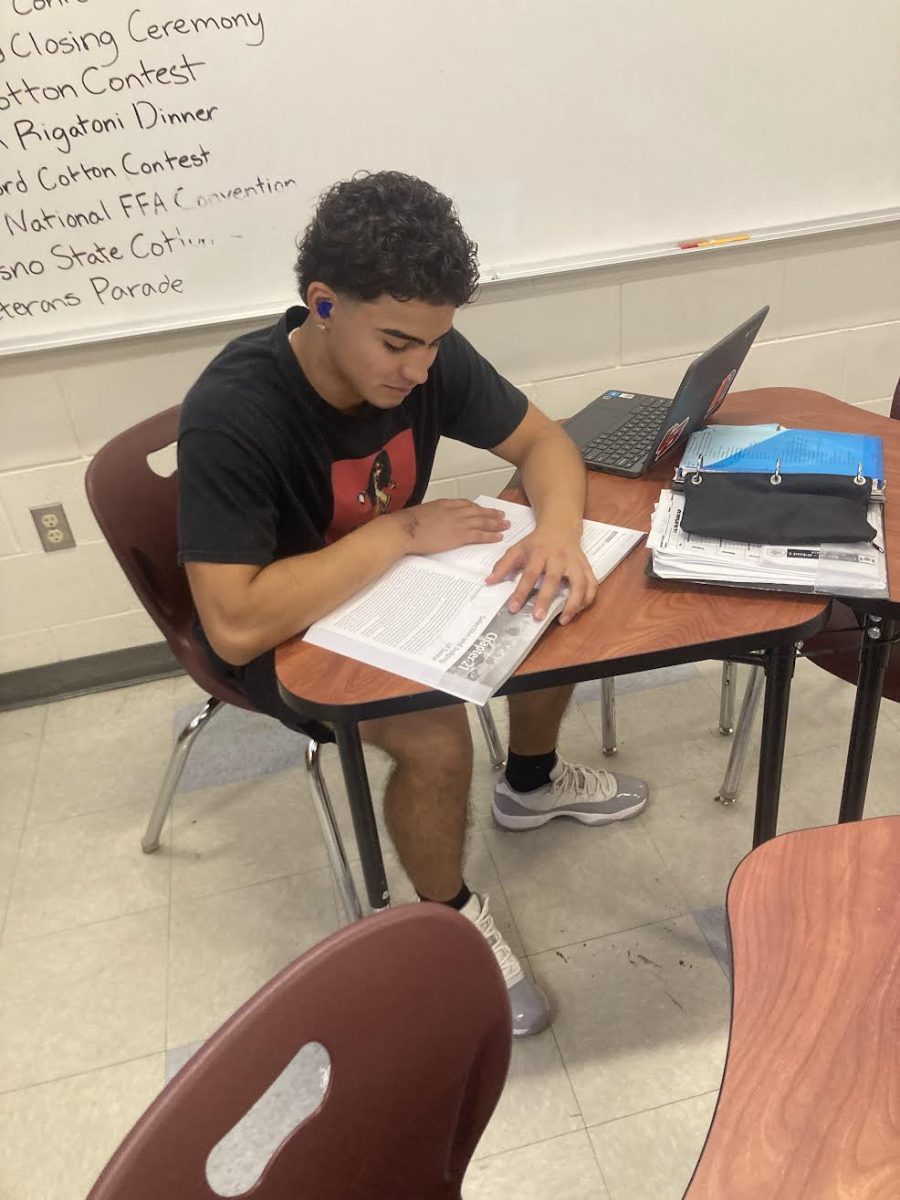 Gavin Blackwood Estrada uses Pride Time to catch up on homework.