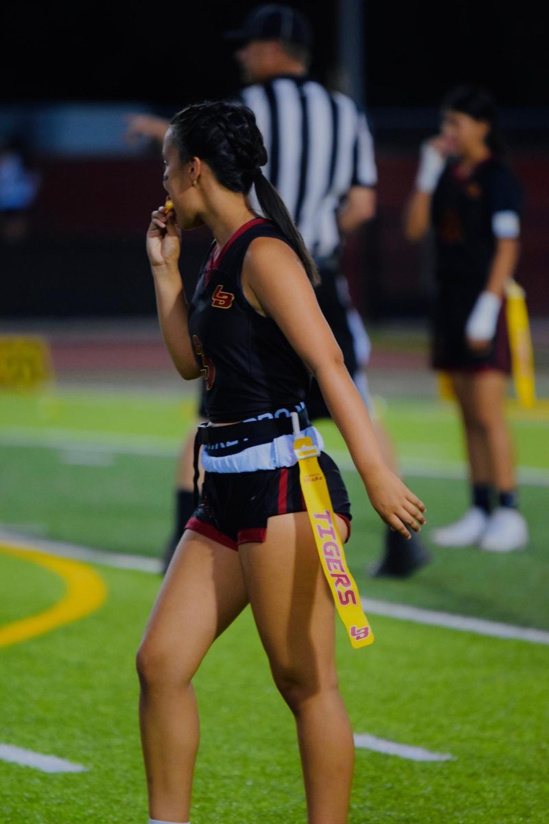 Sylva readies herself to grab flags.
