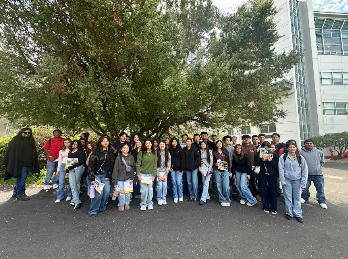 Group picture of AVID class' tour to SFSU.