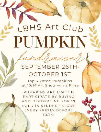 Flyer for the Art Club's pumpkin contest taking place on Oct. 14.