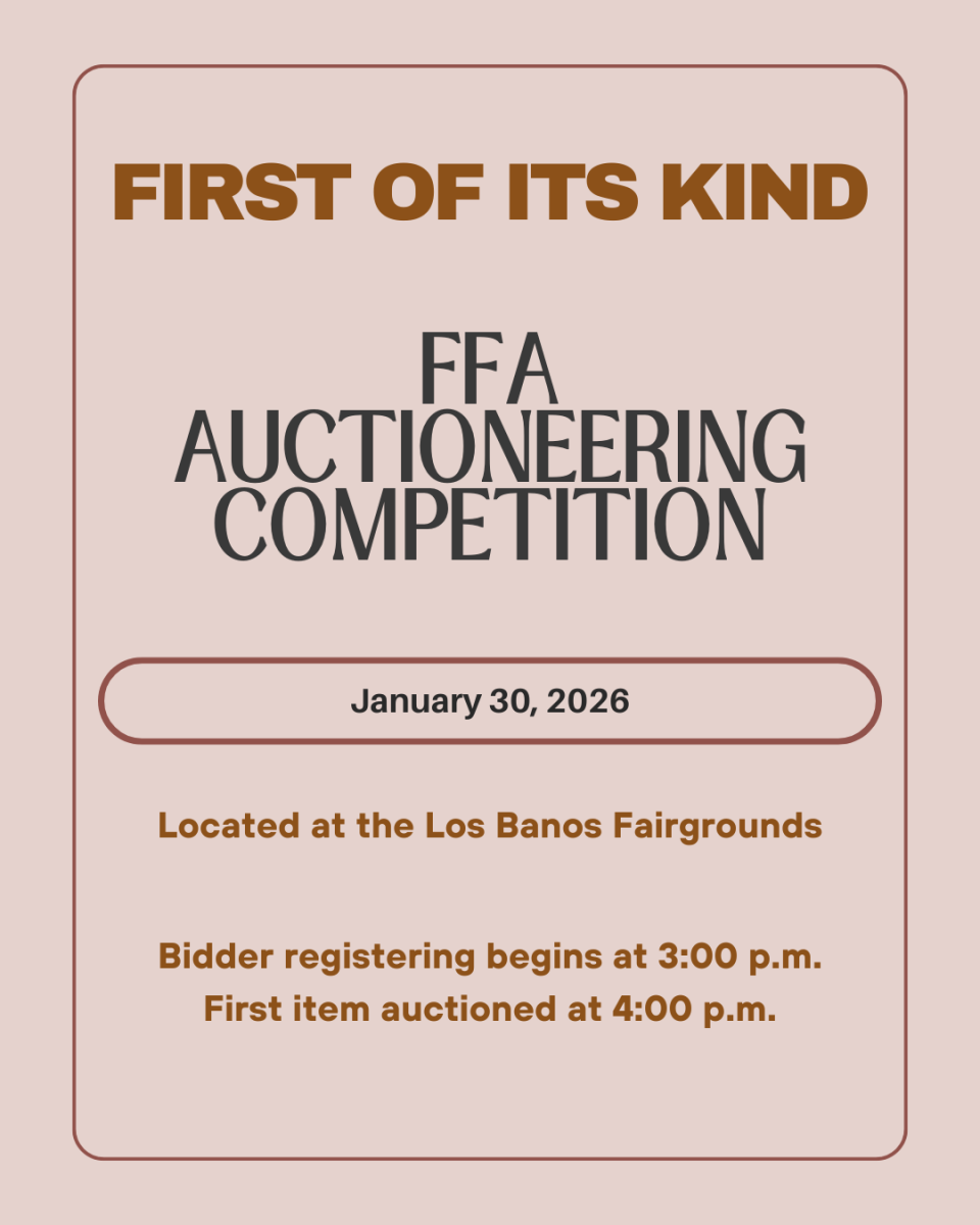First California FFA auctioneering competition will take place on Jan. 30 at 4 p.m.