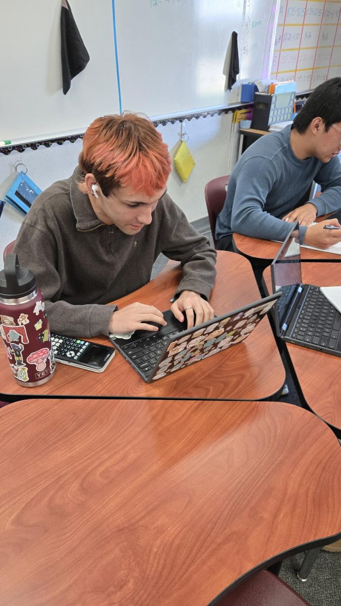 AP student Bradley English works on studying in AP Statistics.