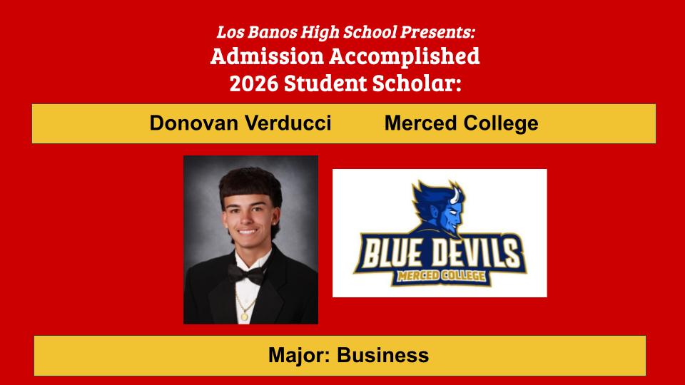 Admission Accomplished:  Donovan Verducci